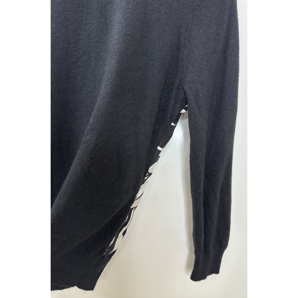 Lauren Ralph Lauren Silk Cashmere Tropical Floral Cardigan Black White Petite M - Picture 11 of 14